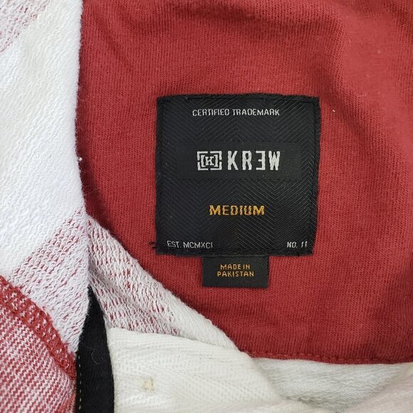 KREW Mens Hooded Pullover Shirt Red Stripe Sz M - Picture 6 of 10